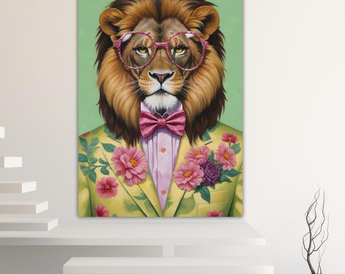 Lion Fashion Canvas Print: Pop Art Reproduction, Ready to Hang