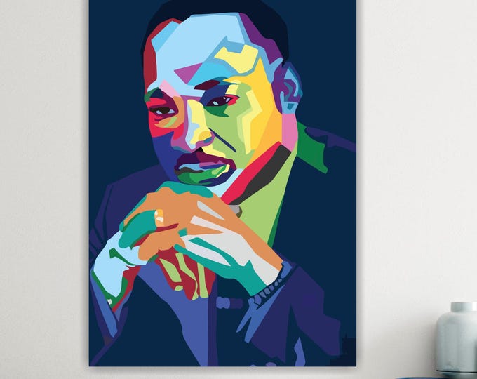 Martin Luther King Portrait, Canvas Art Print: Reproduction on Canvas Ready to Hang