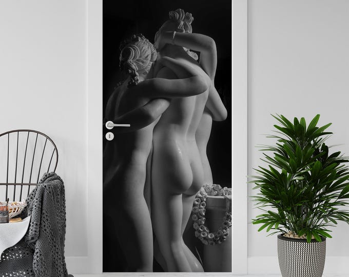 Sticker Decal for Door, Fridge, Graces Canova Reproduction, Peel and Stick PVC