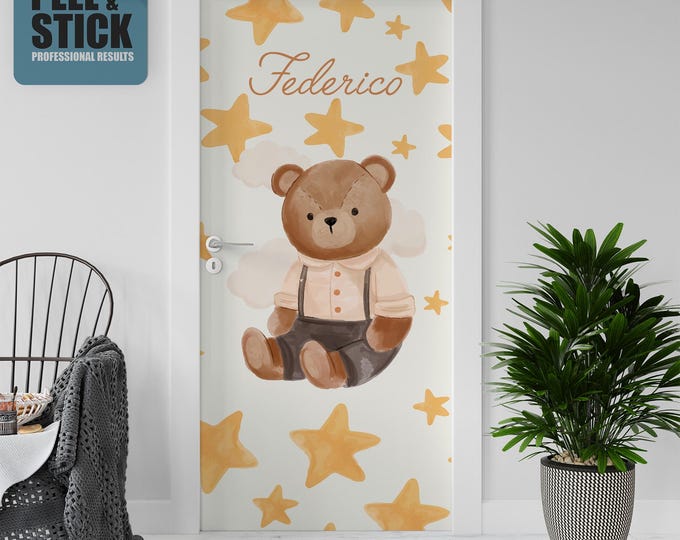 Sticker Decal for Door, Window, Fridge, Baby Bear, Peel and Stick PVC