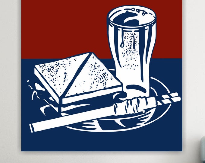 Roy Lichtenstein "Sandwich and Soda" Pop Art Canvas Print