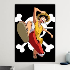 One Piece Luffy Canvas Print: Handmade Anime Art, Ready to Hang or Rolled Canvas