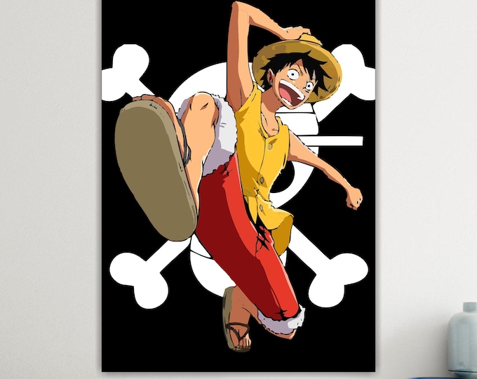 One Piece Luffy Canvas Print: Handmade Anime Art, Ready to Hang or Rolled Canvas