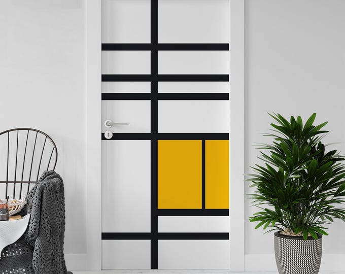 Sticker Decal for Door, Window, Fridge, Bauhaus Mondrian01, Peel and Stick PVC