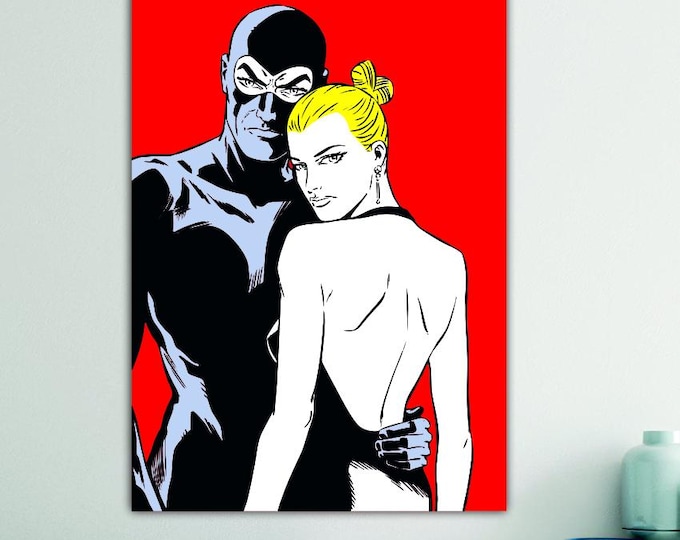 Diabolik & Eva Blond Hair Canvas Print: Italian Comic Art Reproduction