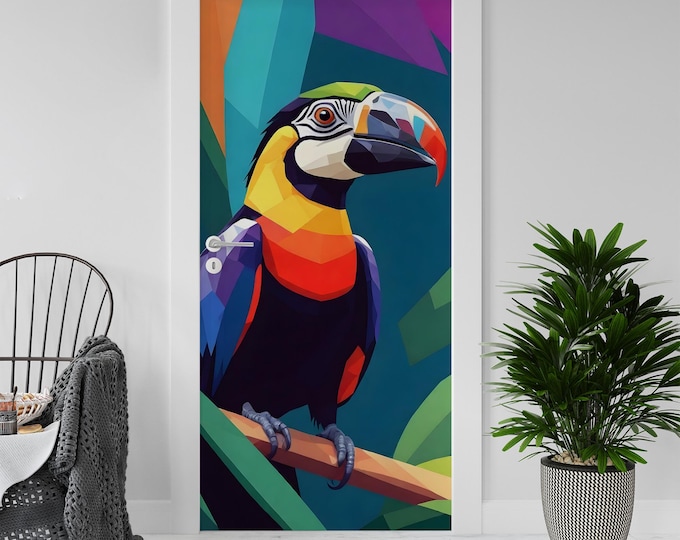 Sticker Decal for Door, Window, Fridge, Toucan Pop, Peel and Stick PVC Self-adhesive Wrap