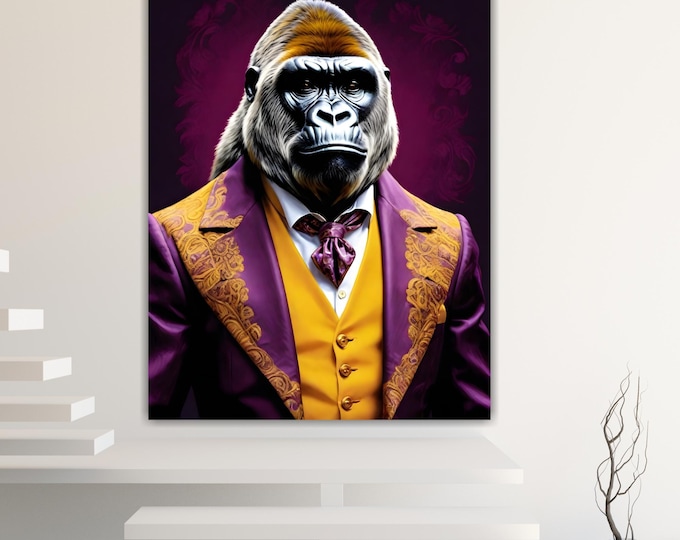 Gorilla Noble Fashion Canvas Print: Pop Art Reproduction, Ready to Hang