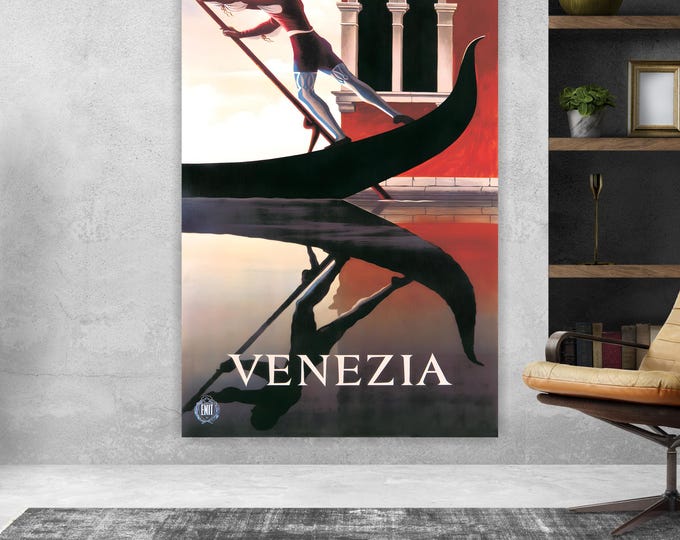 Vintage Venice Italy Artistic Reproduction Canvas Print: Handmade italian art