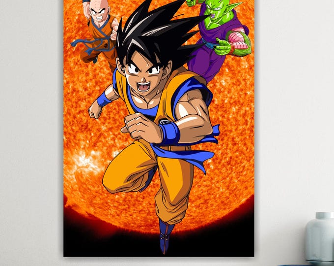 Handmade Son Goku Canvas Print: Dragon Ball Anime Art, Ready to Hang