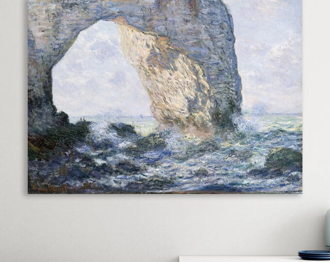 Monet Manneporte Etretat Canvas Print: Art Reproduction, Ready to Hang or Rolled Canvas