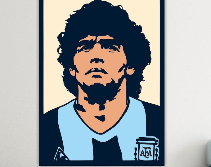Maradona Pibe Portrait, Canvas Art Print: Reproduction on Canvas Ready to Hang
