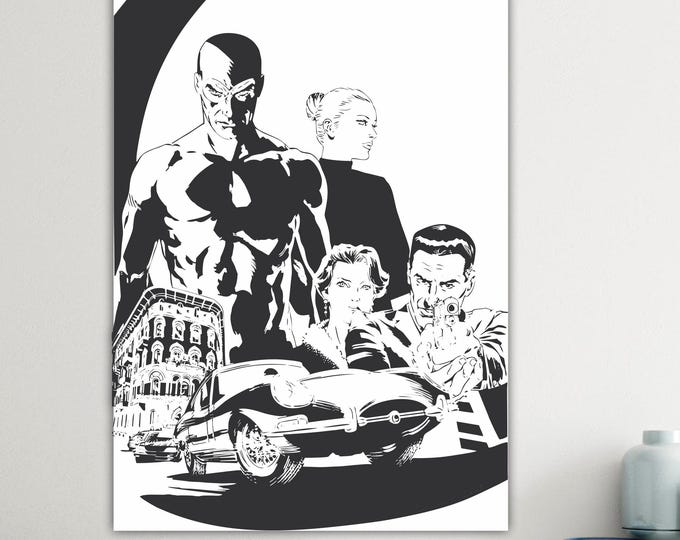 Diabolik Comic Canvas Print: Italian Artistic Reproduction, Ready to Hang or Rolled Canvas