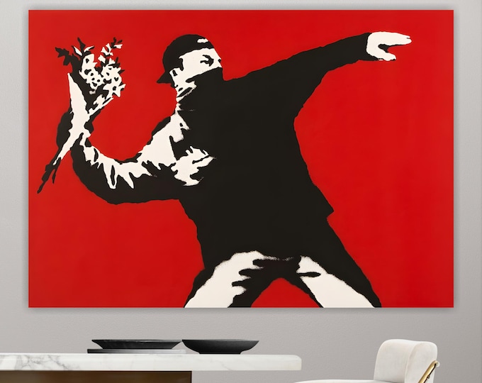 Graffiti Banksy Flowers, Art Reproduction, Print on canvas, poster or ready to hang