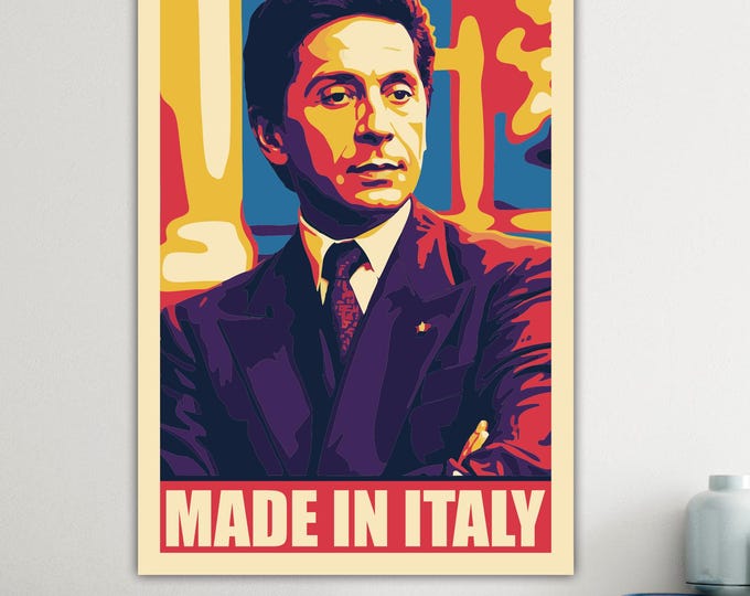 Valentino Portrait, Made in Italy, Colorful Canvas Art Print, Ready to Hang