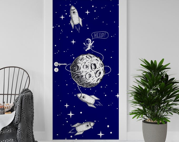 Sticker Decal for Door, Window, Fridge, Space Boy, Peel and Stick PVC
