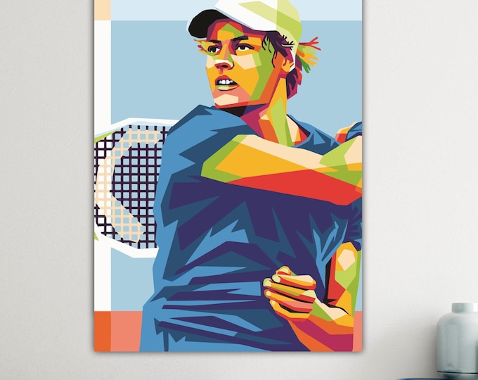 Jannik Sinner Portrait, Canvas Art Print: Reproduction on Canvas Ready to Hang