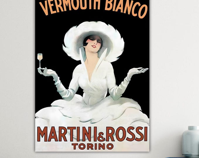 Martini Vintage Vermouth Artistic Reproduction Canvas Print: Handmade italian art