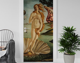 Sticker Decal for Door, Fridge, Botticelli Venus Reproduction, Peel and Stick PVC