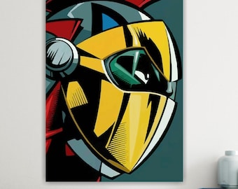 Goldrake Artistic Reproduction Canvas Print: Handmade Anime Art, Ready to Hang or Rolled Canvas