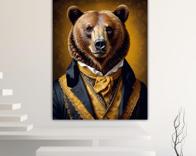 Bear Noble Fashion Canvas Print: Pop Art Reproduction, Ready to Hang
