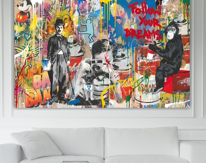 Graffiti Banksy Mix, Art Reproduction, Print on canvas, poster or ready to hang