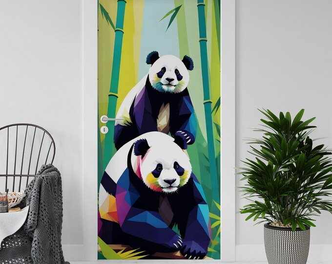 Sticker Decal for Door, Window, Fridge, Panda Pop, Peel and Stick PVC Self-adhesive Wrap