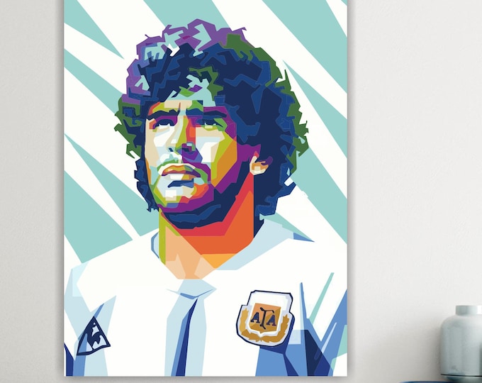 Maradona Football Player Portrait, Canvas Art Print: Reproduction Ready to Hang