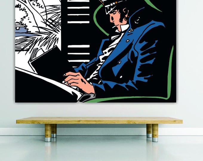 Corto Maltese Reading, Pint on canvas, poster or ready to hang, art deco