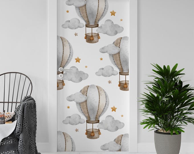 Sticker Decal for Door, Window, Fridge, Hot Air Balloons, Peel and Stick PVC