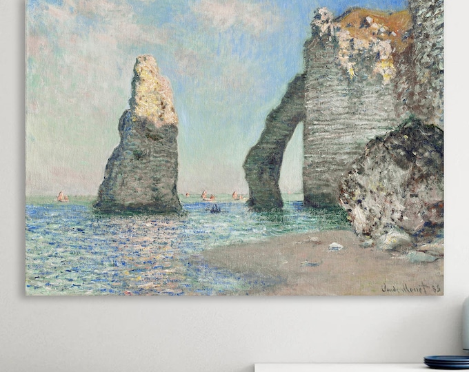 Monet Cliffs Etretat Canvas Print: Art Reproduction, Ready to Hang or Rolled Canvas