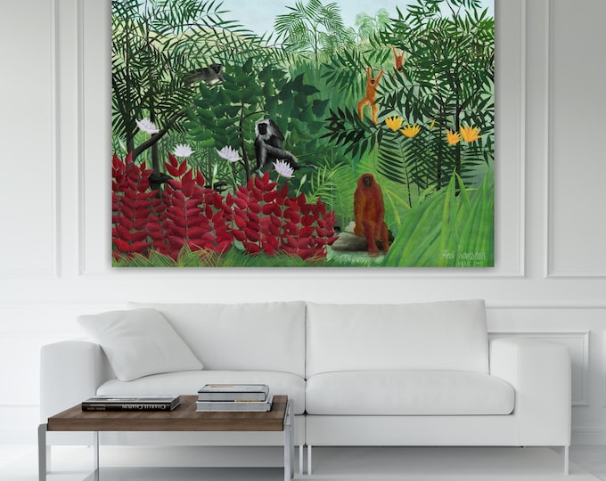 Henri Rousseau Tropical Forest Canvas Print: Art Reproduction, Ready to Hang or Rolled Canvas