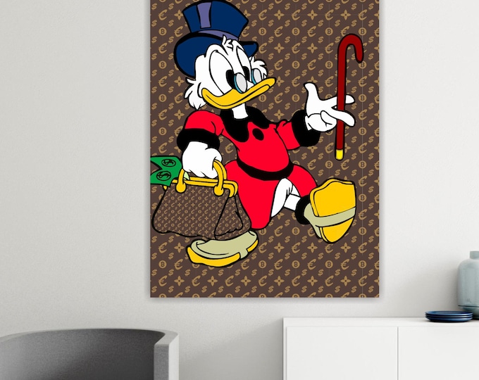 Duck Bitcoin, Street Art Canvas Print: Pop Art Reproduction, Ready to Hang