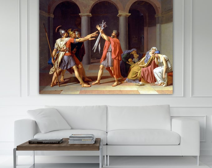 Jacques Louis David the oath of the horatii Canvas Print: Art Reproduction