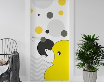 Sticker Decal for Door, Window, Fridge, Little Duck, Peel and Stick PVC
