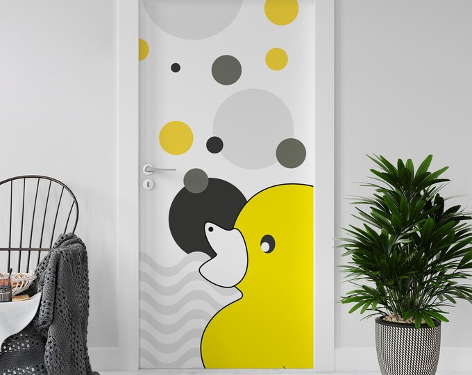 Sticker Decal for Door, Window, Fridge, Little Duck, Peel and Stick PVC