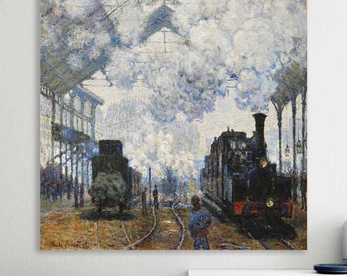 Claude Monet Reproduction Train Canvas Print: Contemporary Art Ready to Hang