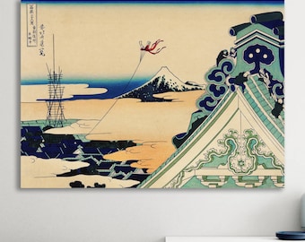 Hokusai Japanese Art Canvas Print: Asakusa Handmade Italian Art Reproduction