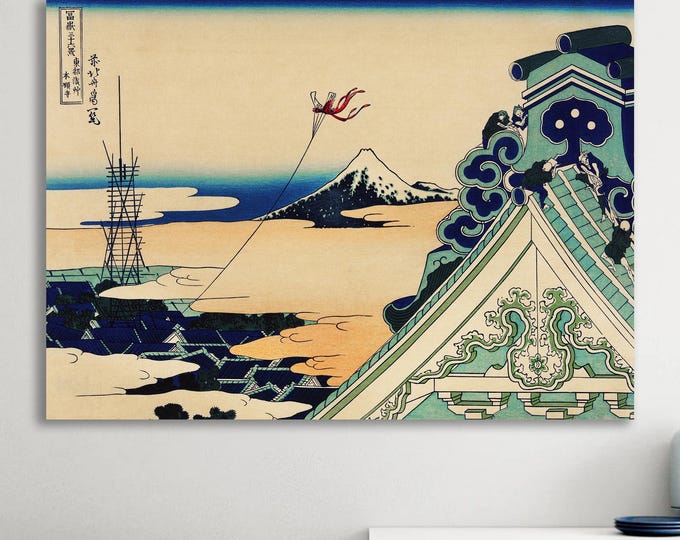 Hokusai Japanese Art Canvas Print: Asakusa Handmade Italian Art Reproduction