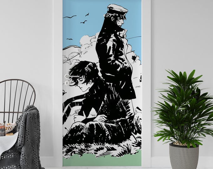 Sticker Decal for Door, Window, Fridge, Corto Maltese Goodbye Reproduction, Peel and Stick PVC