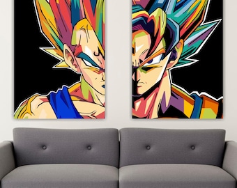 Dragon Ball Print Set of two: Goku & Vegeta - Ready to Hang or Rolled Canvas