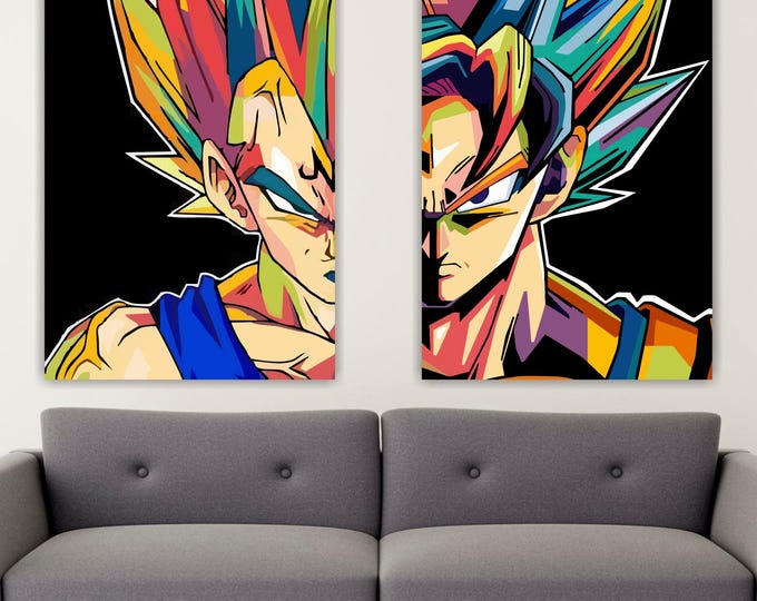 Dragon Ball Print Set of two: Goku & Vegeta - Ready to Hang or Rolled Canvas