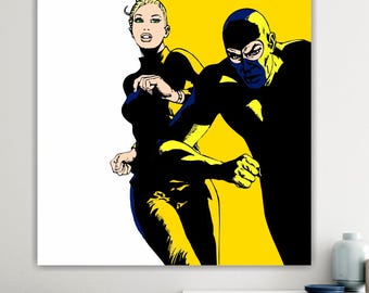 Diabolik & Eva Canvas Print: Italian Comic Art Reproduction Ready to Hang or Rolled Canvas