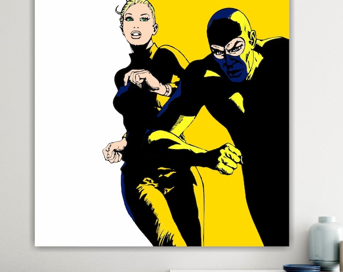 Diabolik & Eva Canvas Print: Italian Comic Art Reproduction Ready to Hang or Rolled Canvas