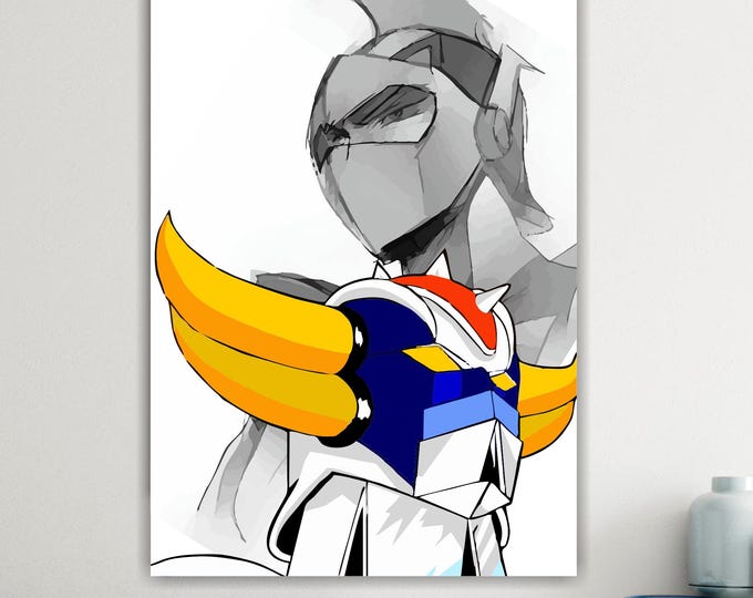 Actarus Artistic Reproduction Canvas Print: Handmade Anime Art, Ready to Hang or Rolled Canvas