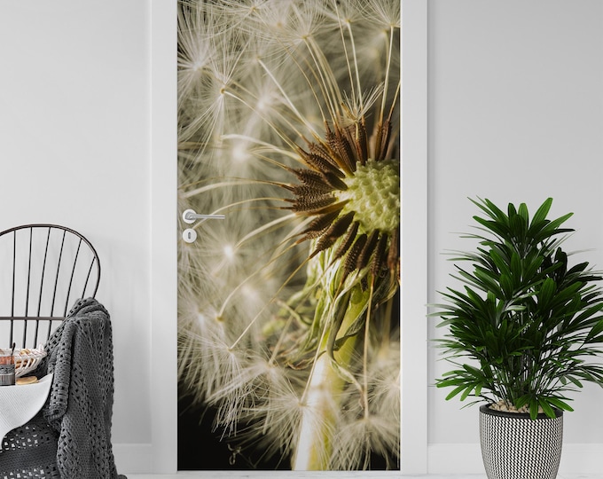 Sticker Decal for Door, Window, Fridge, dandelion Flower  decoration, Peel and Stick PVC