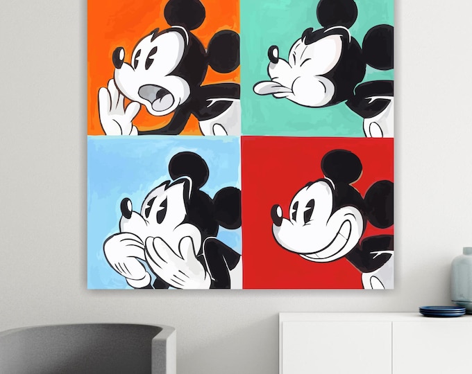 Mickey Mouse Grimacies Canvas Print:  Pop Art Reproduction Ready to hang