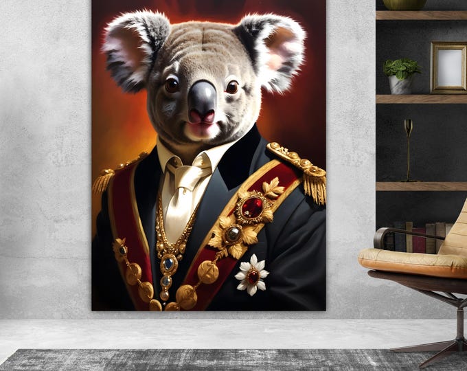 Koala Noble Fashion Canvas Print: Pop Art Reproduction, Ready to Hang