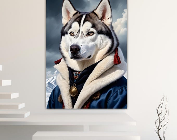 Husky Noble Fashion Canvas Print: Pop Art Reproduction, Ready to Hang