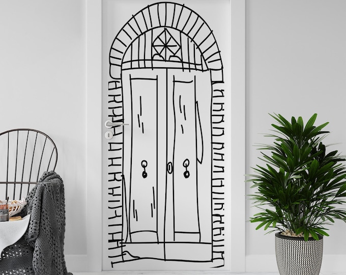 Sticker Decal for Door, Window, Fridge, Door Doodle, Peel and Stick PVC