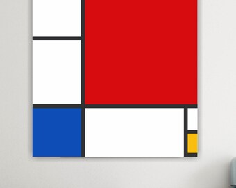 Mondrian Bauhaus03, Abrstract & Geometric Art: Handmade Canvas Print Ready to Hang